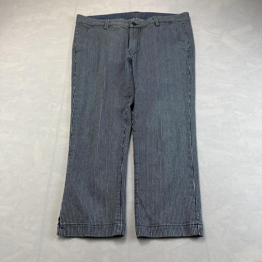 Purnell Striped Wide Leg Jeans Women's Size 31 Blue White Railroad Denim